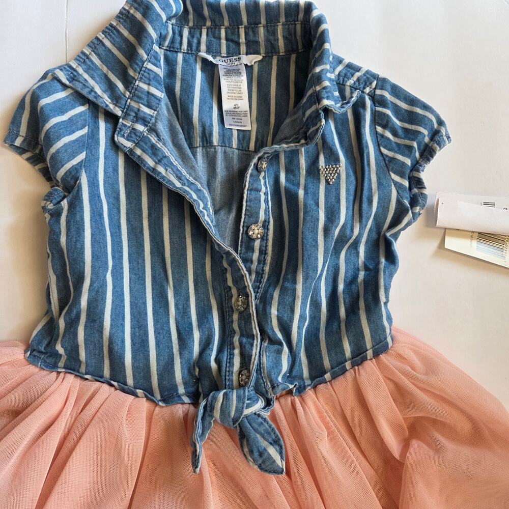 Guess Short Sleeve Denim Tulle Dress Size 4T - Picture 2 of 10
